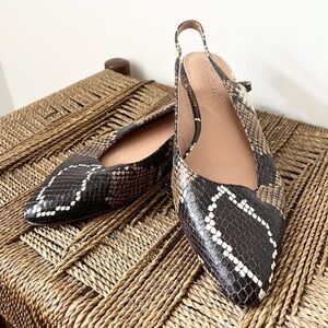 Madewell Shoes Women’s 7.5 Margo Snakeskin Embossed Slingback Flats